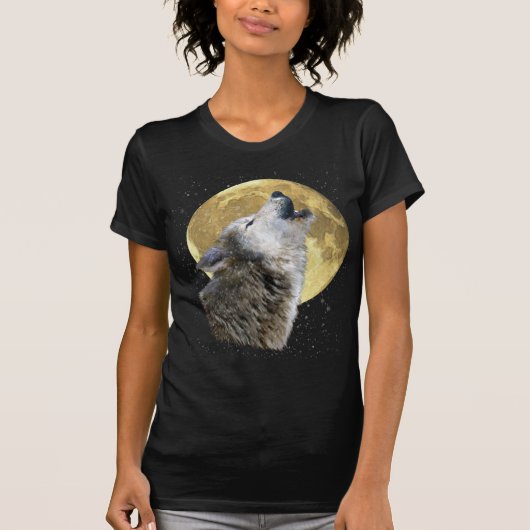 Wolf Howling bij Moon Snow Winter Wildlife Shirt (Voorkant)