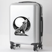 Wolf Howling bij Moon Sticker (Koffer)