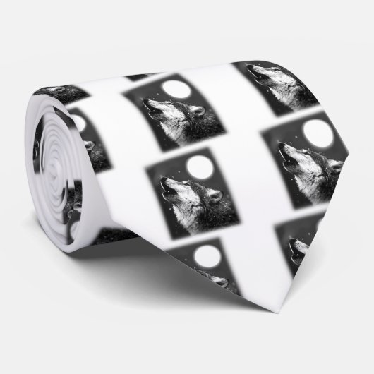 Wolf Howling bij Moon Stropdas (Opgerold)