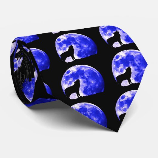 Wolf Howling bij Moon Stropdas (Opgerold)