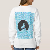 Wolf Howling bij Moon Sweatshirt-met Wave Pattern Trui (Achterkant)