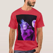 Wolf Howling bij Moon T-shirt (Voorkant)