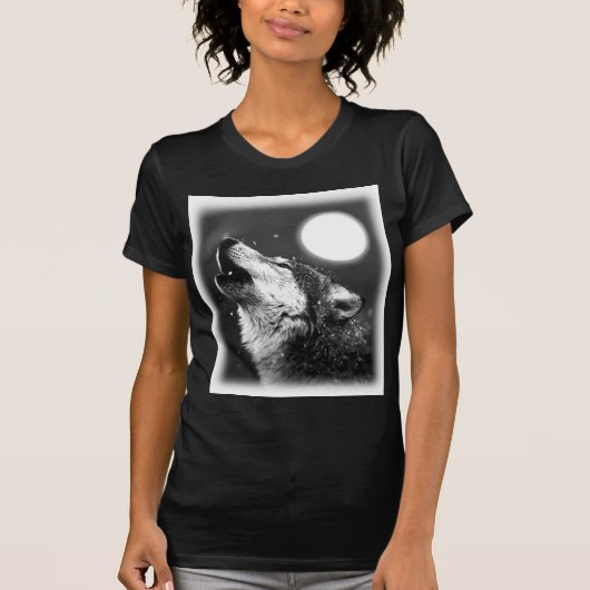 Wolf Howling bij Moon T-shirt (Voorkant)