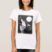 Wolf Howling bij Moon T-shirt (Voorkant)