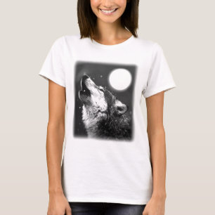 Wolf Howling bij Moon T-shirt