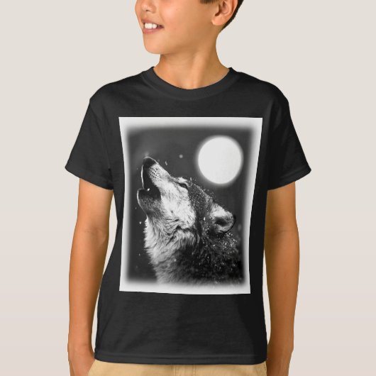 Wolf Howling bij Moon T-shirt (Voorkant)