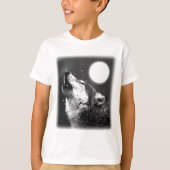 Wolf Howling bij Moon T-shirt (Voorkant)