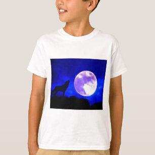 Wolf Howling bij Moon T-shirt