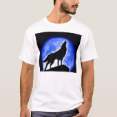 Wolf Howling bij Moon T-shirt (Voorkant)