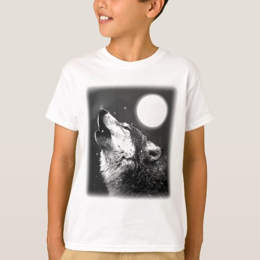 Wolf Howling bij Moon T-shirt (Voorkant)