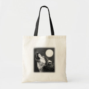 Wolf Howling bij Moon Tote Bag