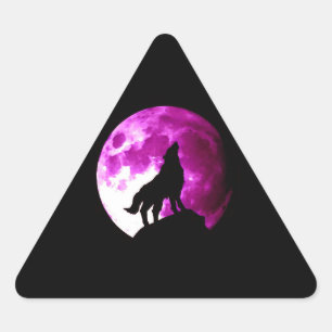 Wolf Howling bij Moon Triangle Sticker