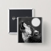 Wolf Howling bij Moon Vierkante Button 5,1 Cm (Voorkant /achterkant)