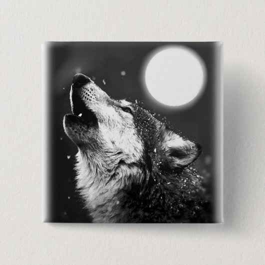 Wolf Howling bij Moon Vierkante Button 5,1 Cm (Voorkant)