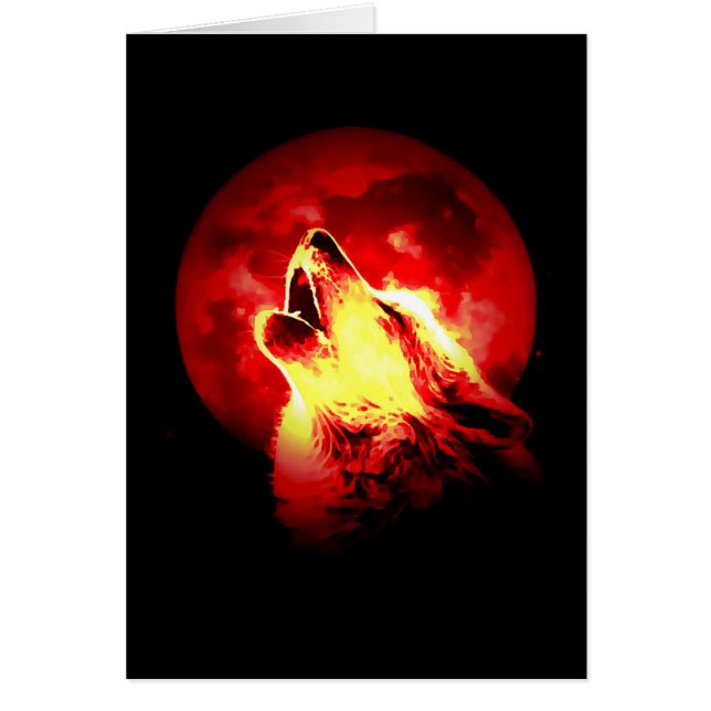 Wolf Howling bij Rode Nacht (Voorkant)