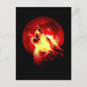 Wolf Howling bij Rode Nacht Briefkaart (Voorkant)