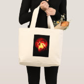 Wolf Howling bij Rode Nacht Grote Tote Bag (Voorkant (product))