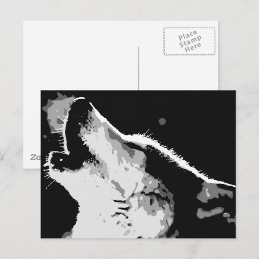 Wolf Howling Briefkaart (Voorkant / Achterkant)