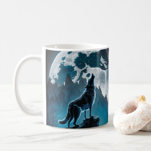 Wolf Howling Coffee Mok (Met donut)