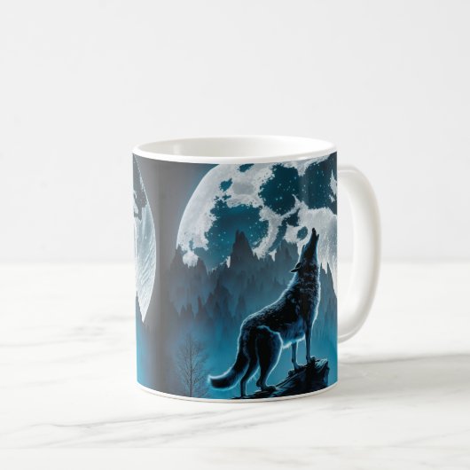 Wolf Howling Coffee Mok (Voorkant rechts)