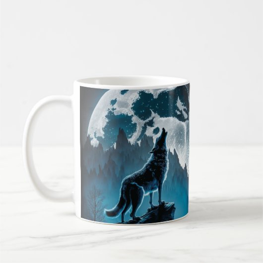 Wolf Howling Coffee Mok (Links)