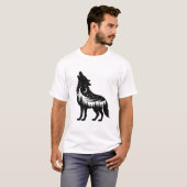 Wolf Howling Forest Stars Moon animal lover T-shirt (Voorkant volledig)