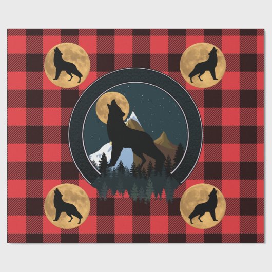 Wolf Howling Full Moon Cadeaupapier (Vlak)