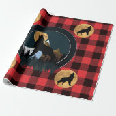 Wolf Howling Full Moon Cadeaupapier (Uitgerold)