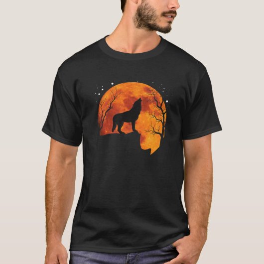 Wolf Howling Full Moon Forest Natuur Moonlight T-shirt (Voorkant)