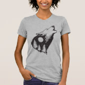 Wolf Howling Full Moon Forest Silhouette T-shirt (Voorkant)