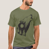 Wolf Howling Full Moon Forest Silhouette T-shirt (Voorkant)