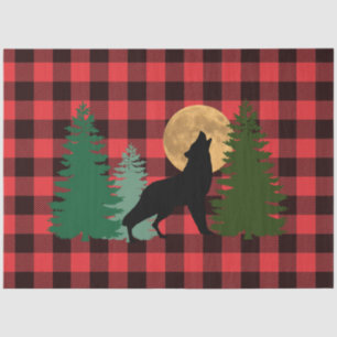 Wolf Howling Full Moon Tissuepapier