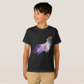 Wolf howling galaxy universum T-Shirt (Voorkant volledig)