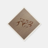 Wolf howling gegraveerd op houten design servet (Hoek)