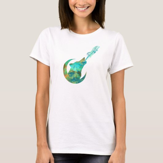 Wolf Howling in Galaxy T-shirt (Voorkant)