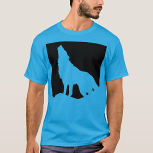 Wolf Howling in Moon Pop Art Blauwgroen Blauw T-shirt