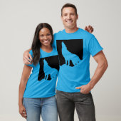 Wolf Howling in Moon Pop Art Blauwgroen Blauw T-shirt (Unisex)