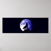 Wolf Howling in Moon Poster print Wild Animal Art (Voorkant)