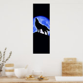 Wolf Howling in Moon Poster - Wolf Posters (Keuken)