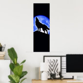 Wolf Howling in Moon Poster - Wolf Posters (Thuiskantoor)