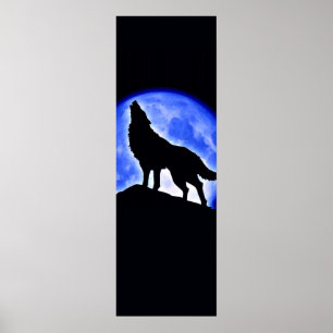 Wolf Howling in Moon Poster - Wolf Posters