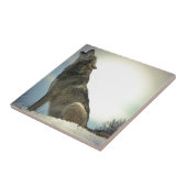 Wolf Howling in Sneeuw Tegeltje (Zijkant)