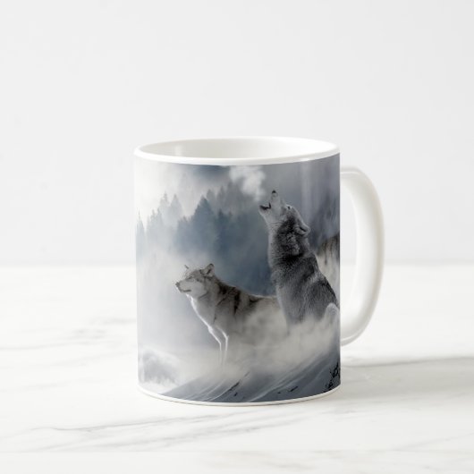 Wolf Howling in Snow Coffee Cup Koffiemok (Voorkant rechts)