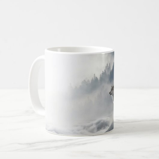 Wolf Howling in Snow Coffee Cup Koffiemok (Voorkant links)