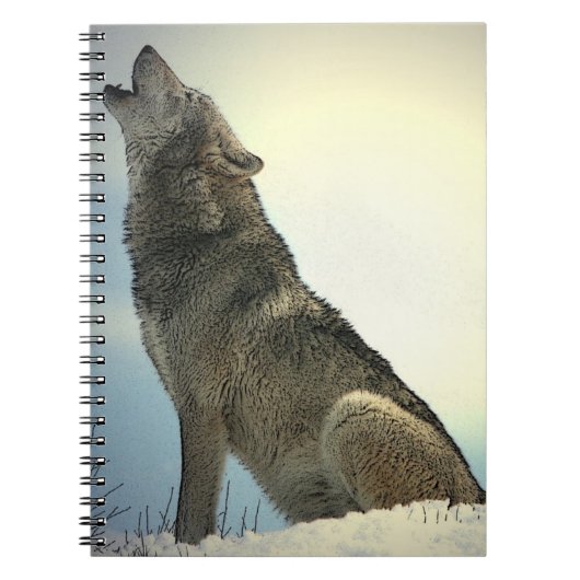 Wolf Howling in Snow Notitieboek (Voorkant)