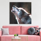 Wolf Howling Lone Wolf Canvas Afdruk (Insitu (Woonkamer))