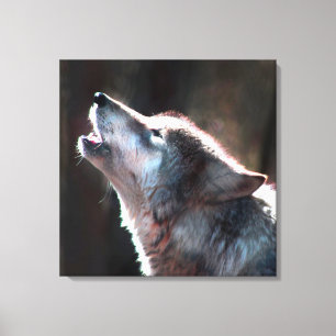 Wolf Howling Lone Wolf Canvas Afdruk