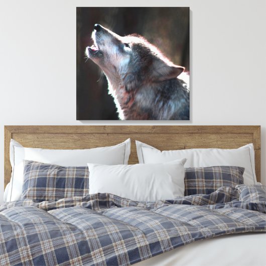 Wolf Howling Lone Wolf Canvas Afdruk (Insitu (Slaapkamer))