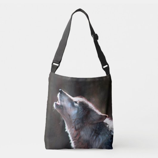 Wolf Howling Lone Wolf Crossbody Tas (Voorkant)