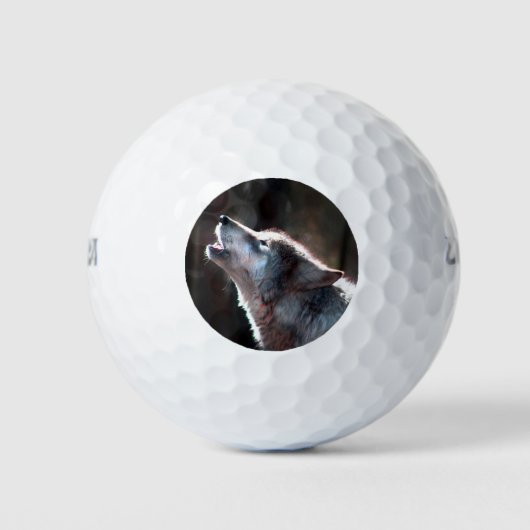 Wolf Howling Lone Wolf Golfballen (Voorkant)